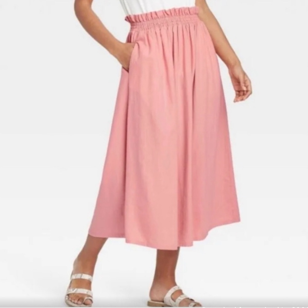 A New Day Pink Linen Rayon Skirt Size M